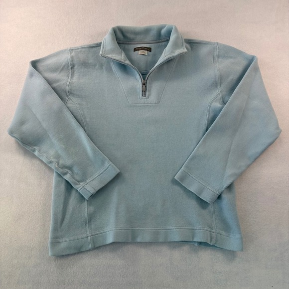 Tommy Bahama Sweaters - Tommy Bahama Womens Light Blue Ribbed 1/4 Zip Pullover Sweater Small TW2871